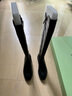 百田森靴子絨面黑色長(cháng)筒靴洋氣彈力襪靴彈力瘦瘦靴 黑色皮面-布里 37 曬單實(shí)拍圖