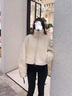 恩若凡貂皮皮草女小個(gè)子大碼立領(lǐng)拉鏈超短款大衣冬季時(shí)尚天水草外套 白色 均碼 曬單實(shí)拍圖