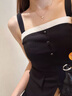 獨(dú)束大碼女裝拼接撞色氣質(zhì)顯瘦套裝2025春季新品吊帶休閑褲兩件套 褲子 XL (尺碼：3) 曬單實(shí)拍圖