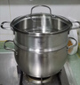 Momscook 不銹鋼湯鍋淺燒鍋燉湯鍋復(fù)底加厚 玻璃蓋 SUS304 電磁爐燃?xì)馔ㄓ?24×13.5CM【配蒸籠】 24cm 曬單實(shí)拍圖