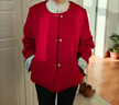 俞兆林中年媽媽春裝毛呢外套2025新款洋氣中老年女新中式顯瘦小香風(fēng)上衣 紅色 2XL （105-120斤） 曬單實(shí)拍圖