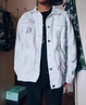 衣然呈品涂鴉牛仔外套男春秋季寬松百搭ins潮牌設(shè)計(jì)感小眾痞帥休閑夾克男 白色 L【建議110-130斤】 曬單實(shí)拍圖