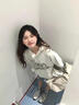 芭菲悅女大童12-15歲女孩過年衣服本命年蛇年新年女童新款兩件套衣服 白連帽衛(wèi)衣+黑抽繩褲 【不加絨套 165 S 【60-85斤】 曬單實拍圖