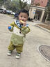 G.DUCKKIDS小黃鴨童裝男童套裝春秋季2024新款兒童衣服寶寶小狗棒球服三件套 KN24107小狗豎條-綠色 100 建議2~3歲【 90-100cm】 曬單實(shí)拍圖