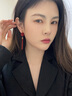Mck紅色中國結(jié)流蘇耳環(huán)女長款耳墜國風(fēng)喜慶耳釘女友七夕情人節(jié)禮物 福字流蘇耳環(huán) 曬單實(shí)拍圖