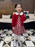 G.DUCKKIDS小黃鴨童裝女童套裝春秋2025新款洋氣兒童衣服女孩公主裙春季兩件 紅色貓咪毛衣 90 建議1~2歲【 80-90cm】cm 曬單實拍圖