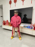 皮爾卡丹（pierre cardin）女童冬裝3~14歲穿洋氣棉襖女大童羽絨服棉衣加厚外套兒童冬季套裝 紅色新年棉衣+衛褲 加絨 150 碼建議身高1米4在 曬單實(shí)拍圖