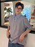 OEMG 美式復古polo襯衫翻領(lǐng)短袖t恤男士夏季潮牌假兩件休閑百搭體恤衫 DSA058-1-T288灰 XL 【建議135-150斤】 曬單實(shí)拍圖