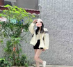 Jret2025年夏秋薄款運動(dòng)短外套女風(fēng)衣立領(lǐng)開(kāi)衫外套休閑寬松衣服 杏色[實(shí)物偏深色] L[建議100-115斤] 曬單實(shí)拍圖