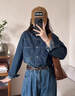 拉夏貝爾（La Chapelle）時(shí)髦隨性腔調感襯衣外套女2025春季新款復古水洗做舊感牛仔襯衫女 深藍色 均碼 -90-140斤 曬單實(shí)拍圖