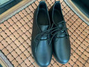斷碼紅青蜒真皮單鞋女春秋軟底平底防滑舒適工作鞋加絨媽媽鞋 黑色【加絨】 37 曬單實(shí)拍圖