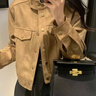 約克兔（YueKeTu）外套女秋冬新款韓版皮絨外套女寬松顯瘦 咖色 2XL :145-155斤 曬單實(shí)拍圖