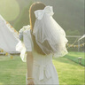 邁米德頭紗領(lǐng)證求婚布置新娘頭飾結(jié)婚登記網(wǎng)紅拍照告白大蝴蝶結(jié)頭紗 大蝴蝶結(jié)頭紗發(fā)夾款 長(zhǎng)約58-60cm 曬單實(shí)拍圖