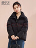 雪中飛短款羽絨服女2024新款時(shí)尚小個(gè)子冬休閑百搭舒適立領(lǐng)加厚保暖外套 黑色 S 曬單實(shí)拍圖