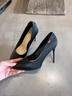 藍晨語(yǔ)依性感尖頭超高跟鞋2025春季新款時(shí)尚走秀宴會(huì )配禮服鞋淺口細跟單鞋 黑色 10cm 37 (235mm) 曬單實(shí)拍圖