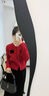 凡小如紅色毛衣女2024新款新年服針織開衫外套小香風(fēng)蝴蝶結(jié)圓領(lǐng)內(nèi)搭上衣 紅色 （蝴蝶結(jié)可拆卸） 均碼 【建議80-118斤】 曬單實(shí)拍圖