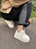 意爾康王子小個(gè)子增高軟皮韓版松糕鞋厚底小白鞋女鞋學(xué)生百搭休閑板鞋 米白色 38 曬單實(shí)拍圖