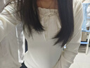 妙奕嘉打底衫女長袖t恤女士洋氣款2025春夏新款白色女裝內(nèi)搭可外穿上衣 假兩件花邊杏色上衣-帶胸墊 均碼 【建議75-125斤】 曬單實(shí)拍圖