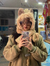 三合一毛絨加厚圍巾帽子女秋冬可愛(ài)百搭貓咪耳朵保暖護(hù)耳包頭潮帽 狐貍款（卡其色）圍巾帽 曬單實(shí)拍圖