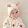貝娜茜嬰兒帽子秋冬季6-12個(gè)月男女寶寶嬰幼兒兔子護(hù)耳加厚針織毛線帽潮 兔兔耳朵-白色 6個(gè)月-2歲（44-50CM） 曬單實(shí)拍圖