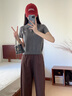 范思藍恩范思藍恩美式復(fù)古Polo領(lǐng)針織衫長袖女春2025新款通勤百搭上衣1363 花灰色-短袖 M 曬單實拍圖