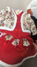 A 21 FUNB兒童拜年服女童漢服春秋小女孩蛇年過(guò)年服女寶寶新年衣服喜慶童裝 紅色拜年服 加棉(+頭飾+眉心 加厚 100 曬單實(shí)拍圖