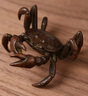 一紀（KAZUNORI）日式手工黃銅螃蟹小茶寵擺件茶桌茶室擺件茶玩功夫茶具配件 小號螃蟹茶寵 曬單實(shí)拍圖