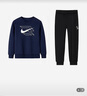 NIKE 3BRAND耐克男女童加絨保暖衛衣+長(cháng)褲2件套兒童套裝 靛藍色 160 /76 【建議身高152-158cm】 曬單實(shí)拍圖