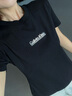 Calvin KleinJeans25夏季女士休閑通勤ck疊影印花修身內搭針織短袖T恤上衣 UB1-太空黑 S 曬單實(shí)拍圖
