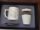 IKXO高端羊脂玉白瓷中式過(guò)濾茶杯茶水分離辦公杯個(gè)人專(zhuān)用馬克杯送長(cháng)輩 馬克把手杯-荷韻 禮盒裝 曬單實(shí)拍圖