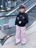 NICKYBABY女童套裝春秋洋氣兒童2025新款秋裝女大童時髦衛(wèi)衣闊腿褲秋季衣服 4940黑色15203粉色【春秋款】 140 cm 曬單實拍圖