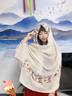 VINEY披肩女2025新款春秋民族風(fēng)旅游防曬巾旅行薄款絲巾空調(diào)外搭護(hù)肩 米色-高端禮盒裝 曬單實(shí)拍圖