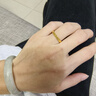 夢金園七夕情人節(jié) 黃金戒指 3D硬足金情侶戒指結婚對戒字母love訂婚素圈 15圈口 約1.1g（Forever） 曬單實拍圖