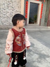迪士尼（Disney）2024兒童抓周服拜年服冬裝漢服加絨加厚男童周歲喜慶寶寶龍年唐裝 龍年紅色上衣+黑色長褲 男女同款 90 曬單實拍圖