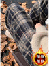 魯雅爾美式復古毛呢格子休閑褲女春秋季高腰顯瘦垂感拖地加絨加厚闊腿褲 咖色【常規】 L 曬單實(shí)拍圖