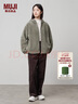 無(wú)印良品（MUJI） 女式 長(cháng)毛抓絨 連帽衫 女搖粒絨外套秋冬款長(cháng)袖女裝 BB2QOA4A 淺綠色 S(155/80A) 曬單實(shí)拍圖