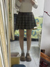 歐貝汐毛呢格子百褶半身裙2025新款女春秋冬美式高腰a字jk短裙小個(gè)子 咖啡色 L 曬單實(shí)拍圖