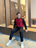 森馬（Semir）毛衣男2025春季絨感繡花針織衫內(nèi)搭寬松撞色插肩袖套頭毛衫潮 紅黑色調(diào)00369 L 曬單實(shí)拍圖