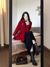 米詩德本命年紅色羊毛大衣女FEB7紅色雙面羊絨大衣女短款2024新中式過年 紅色 S S 曬單實拍圖