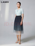 藍地（LANDI）商場(chǎng)同款夏季新款漸變立體壓褶半身裙女紗裙百褶裙 墨綠色 L 曬單實(shí)拍圖