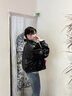 付智恩 時髦錄客 進口油蠟綿羊皮真皮皮衣復古工裝松緊夾克外套女新款 黑色 M 曬單實拍圖