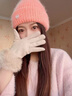 貓人手套女羊絨手套女士冬季防寒觸屏手套雙層加厚兔毛保暖女手套 珠光米 均碼 曬單實(shí)拍圖