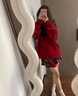 喜詩萊 CESLAY新款女裝套裝過年喜慶穿搭圣誕節(jié)名媛紅色連衣裙子入冬千金風(fēng)短裙 連帽紅毛衣+連衣裙 M 曬單實(shí)拍圖
