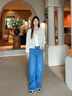 Calvin KleinJeans四季款女士潮流美式復(fù)古ck藍(lán)色洗水高腰闊腿牛仔褲J224473 高腰闊腿版-牛仔藍(lán)-1A4 26 160/66A（1.86尺）62CM 曬單實(shí)拍圖