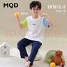 MQD馬騎頓兒童睡衣男童女童純棉家居服套裝春夏短袖空調(diào)服 藏青140 曬單實(shí)拍圖