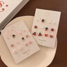 嘉宴 甜甜圈草莓含s925銀針耳釘少女心軟妹套裝睡覺(jué)免摘櫻桃蝴蝶耳環(huán) 日系紅+粉色 曬單實(shí)拍圖