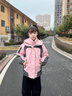 G.duck兒童沖鋒衣三合一羽絨服女童秋冬季三防外套大童裝加厚款保暖衣服 粉外套+羽絨內膽 140 建議130-140cm8-9歲 曬單實(shí)拍圖