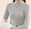 貓人新款德絨發(fā)熱女士打底衫女保暖內(nèi)衣中領(lǐng)羅紋顯瘦上衣嬰兒藍(lán)L 曬單實(shí)拍圖