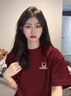 Jret百搭時尚潮流可愛草莓熊短袖T恤女春季寬松學院風百搭上衣ins 優(yōu)質(zhì)版玫紅色 M 建議100斤內(nèi) 曬單實拍圖