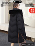 雪中飛羽絨服女長款寬松休閑狐貍毛領簡約氣質外套3386 黑色 2XL 曬單實拍圖